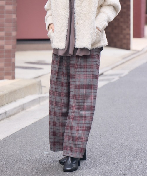 KATHARINE ROSS（キャサリンロス）の「【Pillini/ピリーニ】チェック起毛ストレッチワイドパンツ（その他パンツ・レディース・ブラック/ワイン・MEDIUM/LARGE）」の12枚目の写真