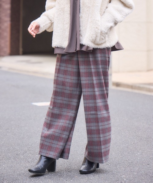 KATHARINE ROSS（キャサリンロス）の「【Pillini/ピリーニ】チェック起毛ストレッチワイドパンツ（その他パンツ・レディース・ブラック/ワイン・MEDIUM/LARGE）」の13枚目の写真
