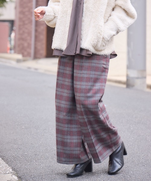 KATHARINE ROSS（キャサリンロス）の「【Pillini/ピリーニ】チェック起毛ストレッチワイドパンツ（その他パンツ・レディース・ブラック/ワイン・MEDIUM/LARGE）」の14枚目の写真