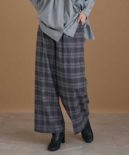 KATHARINE ROSS（キャサリンロス）の「【Pillini/ピリーニ】チェック起毛ストレッチワイドパンツ（その他パンツ・レディース・ブラック/ワイン・MEDIUM/LARGE）」の7枚目の写真