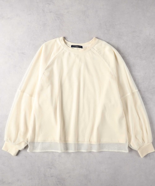 Right-on(ライトオン)の「【HONEYSUCKLE ROSE】チュールスウェット(スウェット・レディース・ネイビー/オフホワイト・M/L/XL)」の3枚目の写真