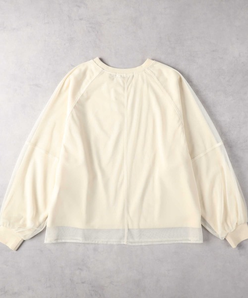 Right-on(ライトオン)の「【HONEYSUCKLE ROSE】チュールスウェット(スウェット・レディース・ネイビー/オフホワイト・M/L/XL)」の4枚目の写真