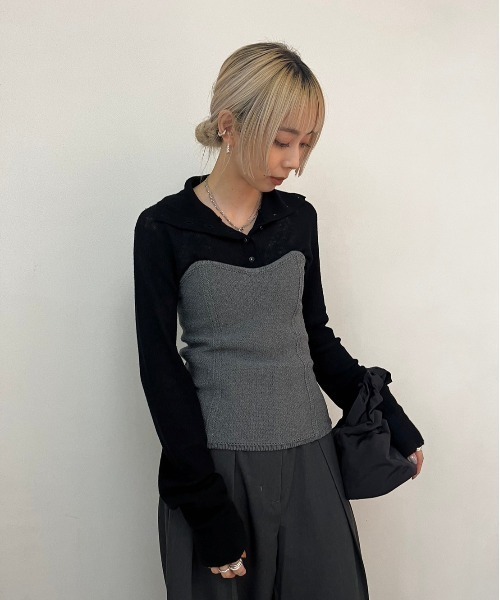 トップス Sidezip Knit Bustier anuke セール】Sidezip Knit Bustier（キャミソール）｜anuke