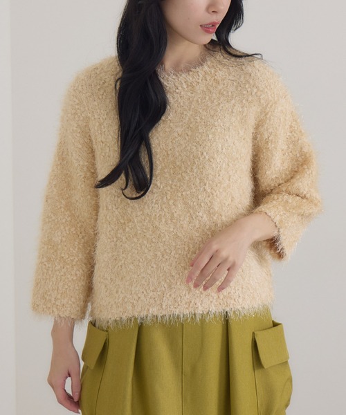 KATHARINE ROSS(キャサリンロス)の「【KATHARINE ROSS】3Gプチプチネップフェザープルオーバー(ニット/セーター・レディース・グレー/アイボリー/ブルーグレー・MEDIUM)」の2枚目の写真