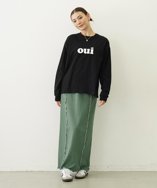 MILKFED.(ミルクフェド)の「OUI WIDE L/S TEE(Tシャツ/カットソー・レディース・オフホワイト/ブラック/ライトパープル・M/L)」の5枚目の写真