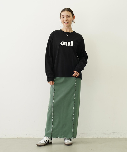 MILKFED.(ミルクフェド)の「OUI WIDE L/S TEE(Tシャツ/カットソー・レディース・オフホワイト/ブラック/ライトパープル・M/L)」の6枚目の写真