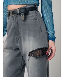 EVRIS | サイドカッティングレースワイドデニム(デニムパンツ)