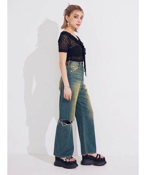 驚きの値段での商品をすべて EVRIS（エヴリス）の「サイドカッティングレースワイドデニム パンツ