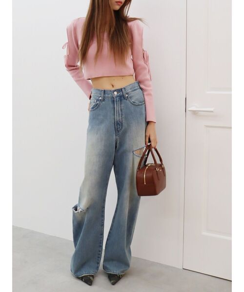 サイドカッティングワイドデニム EVRIS ジーンズ デニム デニムパンツ 「再生産！」サイド