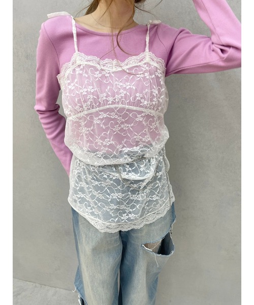 サイドカッティングワイドデニム サイドカッティングレースワイドデニム｜エヴリス（EVRIS）公式通販