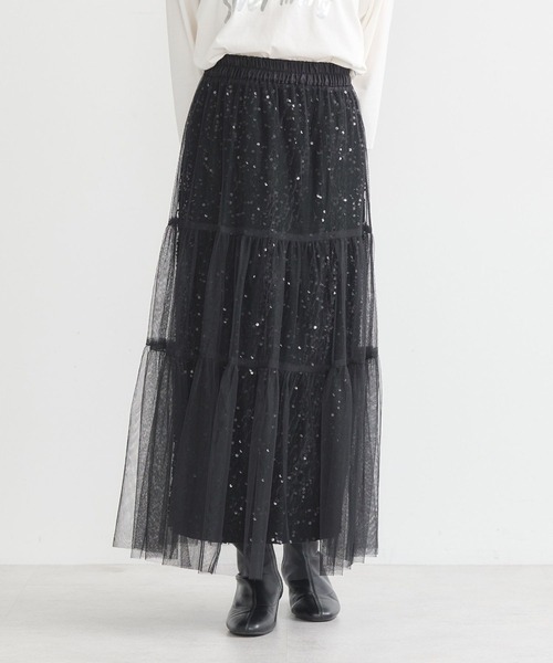 earth music&ecology(アースミュージックアンドエコロジー)の「マルチウェイスパンコールスカート(スカート・レディース・シルバー/ブラック・S/M)」の5枚目の写真