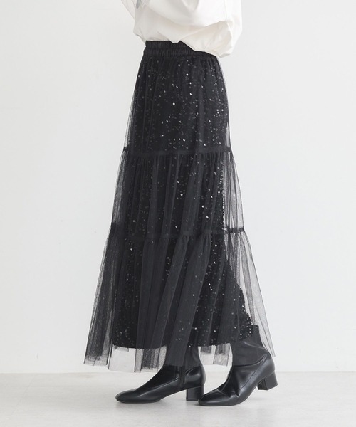 earth music&ecology(アースミュージックアンドエコロジー)の「マルチウェイスパンコールスカート(スカート・レディース・シルバー/ブラック・S/M)」の3枚目の写真