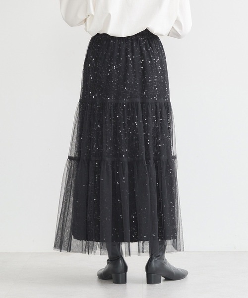 earth music&ecology(アースミュージックアンドエコロジー)の「マルチウェイスパンコールスカート(スカート・レディース・シルバー/ブラック・S/M)」の4枚目の写真
