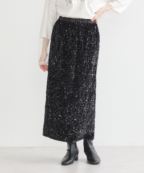 earth music&ecology(アースミュージックアンドエコロジー)の「マルチウェイスパンコールスカート(スカート・レディース・シルバー/ブラック・S/M)」の6枚目の写真