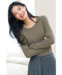 カットソー 長袖 秋 冬 春 レディース 女性 きれいめ 袖あり ハイネック インナー 防寒着 防寒 トップス Uネック ラウンドネック 無地