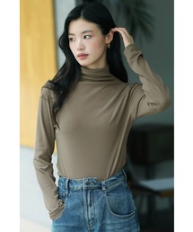 カットソー 長袖 秋 冬 春 レディース 女性 きれいめ 袖あり ハイネック インナー 防寒着 防寒 トップス Uネック ラウンドネック 無地