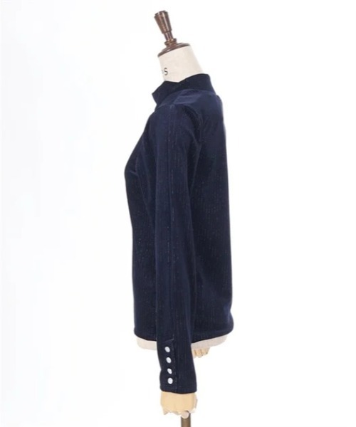 axes femme(アクシーズファム)の「袖連ボタンラメベロアリブプルオーバー(Tシャツ/カットソー・レディース・ダークブラウン/ネイビー/ワイン・FREE)」の18枚目の写真