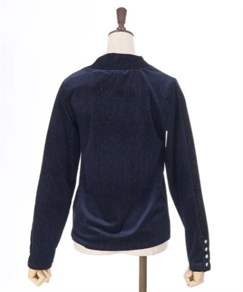 axes femme(アクシーズファム)の「袖連ボタンラメベロアリブプルオーバー(Tシャツ/カットソー・レディース・ダークブラウン/ネイビー/ワイン・FREE)」の19枚目の写真