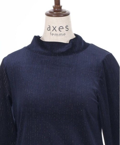 axes femme(アクシーズファム)の「袖連ボタンラメベロアリブプルオーバー(Tシャツ/カットソー・レディース・ダークブラウン/ネイビー/ワイン・FREE)」の20枚目の写真