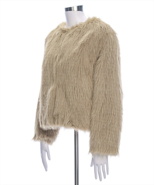 clear（クリア）の「フェイクファージャケット [もこもこ感　大人綺麗目アウター]≪2024AW新作≫（その他アウター・レディース・ベージュ/モカ/チャコールグレー/アイボリー・F）」の15枚目の写真