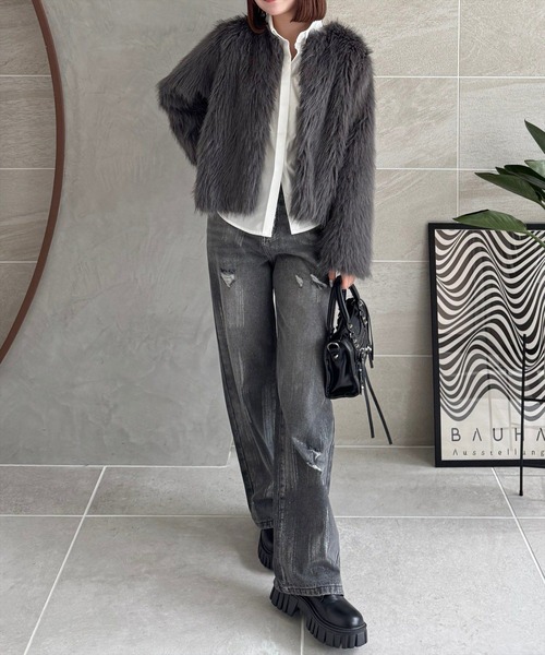 clear（クリア）の「フェイクファージャケット [もこもこ感 大人綺麗目