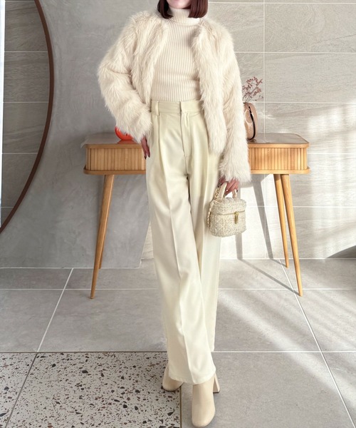 clear（クリア）の「フェイクファージャケット [もこもこ感　大人綺麗目アウター]≪2024AW新作≫（その他アウター・レディース・ベージュ/モカ/チャコールグレー/アイボリー・F）」の13枚目の写真