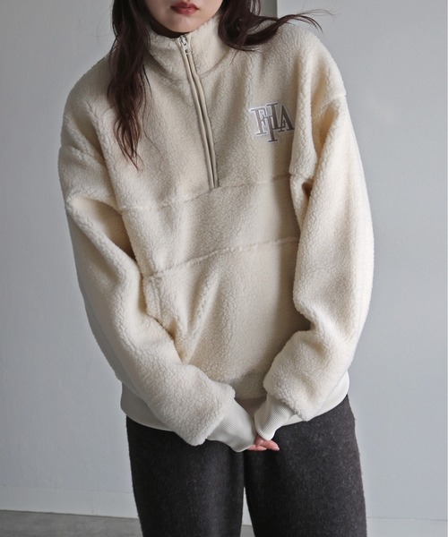 COURO(コウロ)の「FILA ボアハーフジップ(その他トップス・レディース・ライトブルー/ブラック/オフホワイト/モカ・M/L/XL)」の12枚目の写真