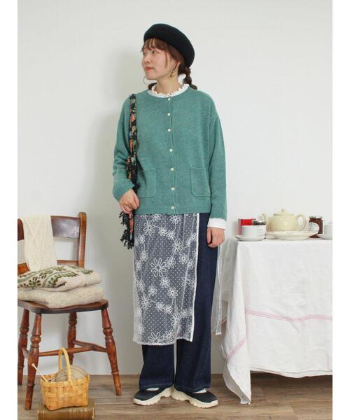 Samansa Mos2（サマンサ モスモス）の「フロッキードット刺繍ラップスカート（スカート・レディース・ブラック/オフホワイト/キナリ・F）」の17枚目の写真