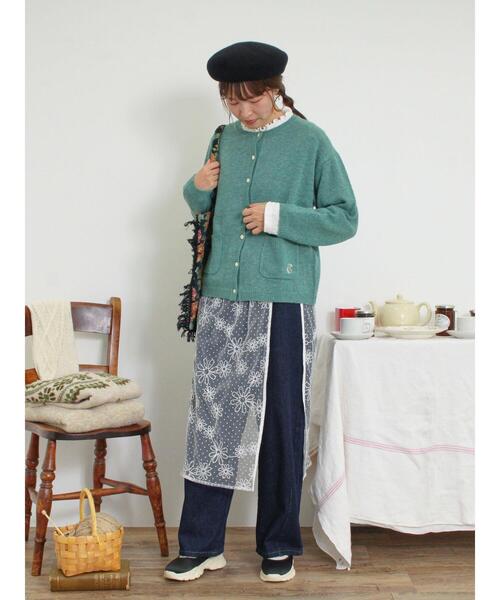 Samansa Mos2（サマンサ モスモス）の「フロッキードット刺繍ラップスカート（スカート・レディース・ブラック/オフホワイト/キナリ・F）」の15枚目の写真