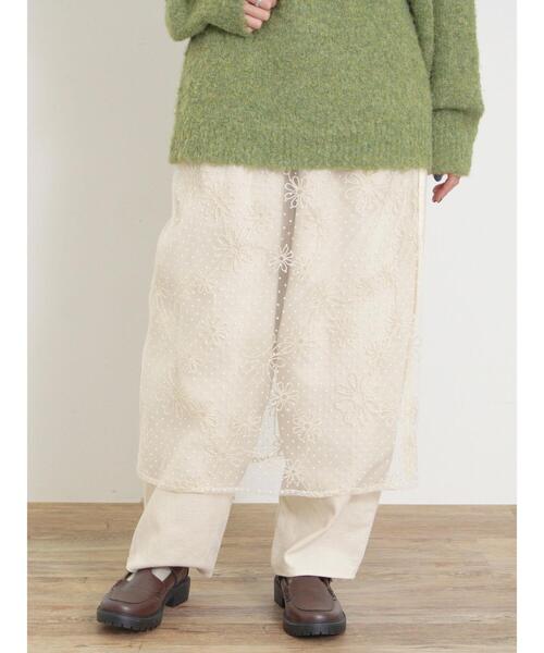 Samansa Mos2（サマンサ モスモス）の「フロッキードット刺繍ラップスカート（スカート・レディース・ブラック/オフホワイト/キナリ・F）」の14枚目の写真