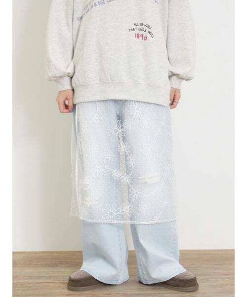 Samansa Mos2（サマンサ モスモス）の「フロッキードット刺繍ラップスカート（スカート・レディース・ブラック/オフホワイト/キナリ・F）」の7枚目の写真