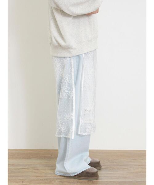 Samansa Mos2（サマンサ モスモス）の「フロッキードット刺繍ラップスカート（スカート・レディース・ブラック/オフホワイト/キナリ・F）」の5枚目の写真