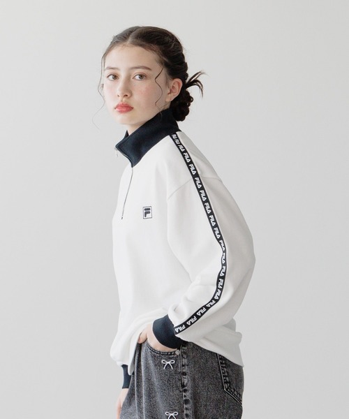 GLOBAL WORK（グローバルワーク）の「FILA/コラボハーフZIP/252057（スウェット・キッズ・アイボリー/杢グレー/グリーン/ブラック・130cm/140cm/150cm/160cm/170cm）」の3枚目の写真