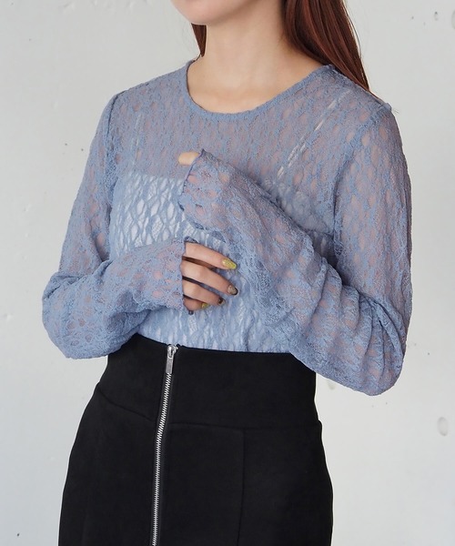 tiptop(ティップトップ)の「レースクルーネックギャザーロンT(Tシャツ/カットソー・レディース・ブルー/オフホワイト/ブラック・FREE)」の20枚目の写真