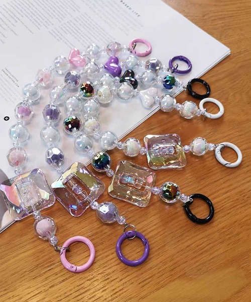 HOOK】for girls キラキラビーズスマホストラップ（スマホグッズ