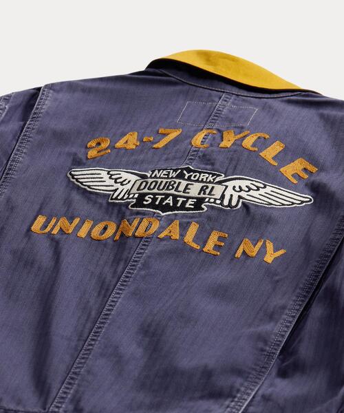 RRL ダブルアールエル オーバーオール 40 ヘリンボーン ワーク RRL（ダブル アール エル）の「エンブロイダリー ヘリンボーン ツイル