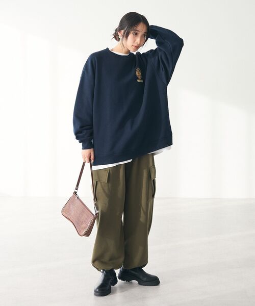 CRAFT STANDARD BOUTIQUE（クラフトスタンダードブティック）の「裏起毛カーゴパンツ（スウェットパンツ・レディース・ブラック/カーキ/アイボリー・M/L）」の8枚目の写真