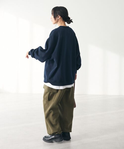 CRAFT STANDARD BOUTIQUE（クラフトスタンダードブティック）の「裏起毛カーゴパンツ（スウェットパンツ・レディース・ブラック/カーキ/アイボリー・M/L）」の9枚目の写真