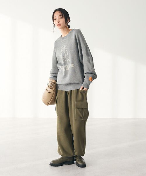 CRAFT STANDARD BOUTIQUE（クラフトスタンダードブティック）の「裏起毛カーゴパンツ（スウェットパンツ・レディース・ブラック/カーキ/アイボリー・M/L）」の10枚目の写真