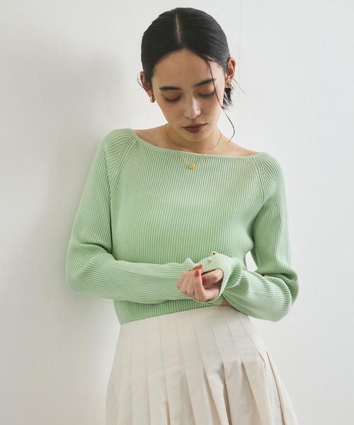 VIS（ビス）の「ワイドスクエアネックニット（ニット/セーター・レディース・ホワイト/ブラック/ライトグリーン/ホワイト系その他・FREE）」の10枚目の写真