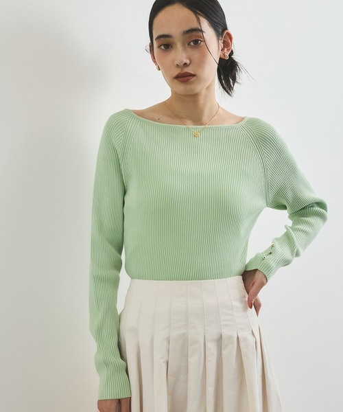 VIS（ビス）の「ワイドスクエアネックニット（ニット/セーター・レディース・ホワイト/ブラック/ライトグリーン/ホワイト系その他・FREE）」の11枚目の写真