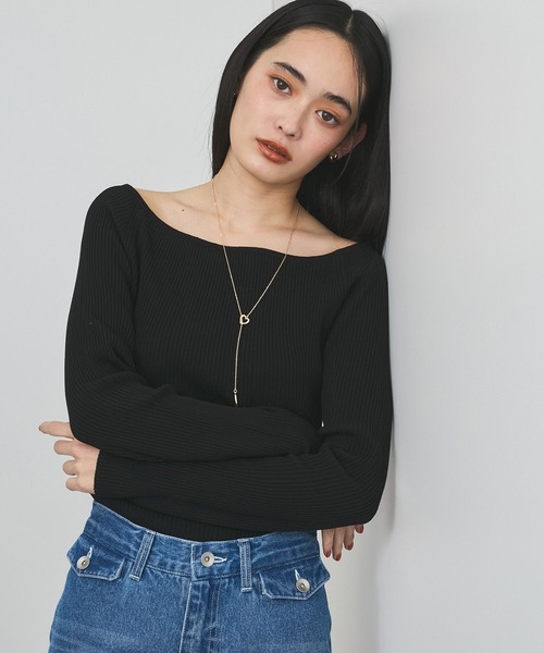 VIS（ビス）の「ワイドスクエアネックニット（ニット/セーター・レディース・ホワイト/ブラック/ライトグリーン/ホワイト系その他・FREE）」の5枚目の写真