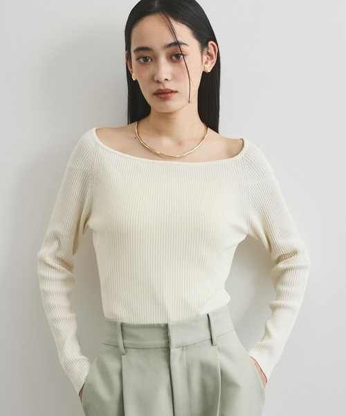 VIS（ビス）の「ワイドスクエアネックニット（ニット/セーター・レディース・ホワイト/ブラック/ライトグリーン/ホワイト系その他・FREE）」の14枚目の写真