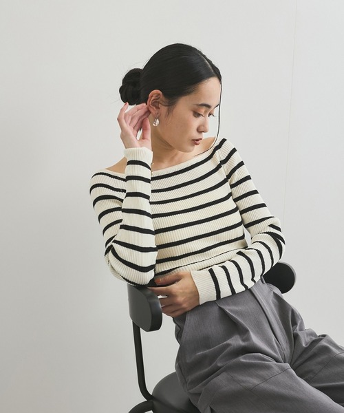 VIS（ビス）の「ワイドスクエアネックニット（ニット/セーター・レディース・ホワイト/ブラック/ライトグリーン/ホワイト系その他・FREE）」の18枚目の写真