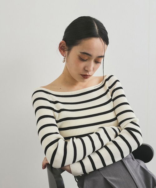 VIS（ビス）の「ワイドスクエアネックニット（ニット/セーター・レディース・ホワイト/ブラック/ライトグリーン/ホワイト系その他・FREE）」の19枚目の写真