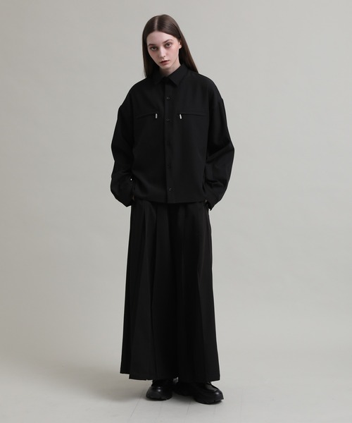 ELLUV/エルヴ】ドレープクロス ジップギミックショート丈シャツ