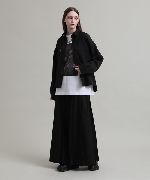 ELLUV(エルブ)の「【ELLUV/エルヴ】ドレープクロス ジップギミックショート丈シャツ(シャツ/ブラウス・メンズ・ダークグレー/ブラック/ホワイト・L/M/S)」の17枚目の写真