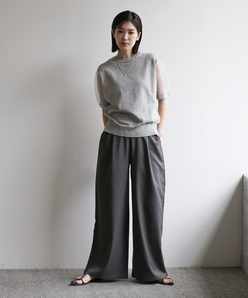 select MOCA Et(セレクトモカエト)の「【Et】Sheer Sleeve Knit Tops(ニット/セーター・レディース・ブラック/ベージュ/グレー・FREE)」の15枚目の写真