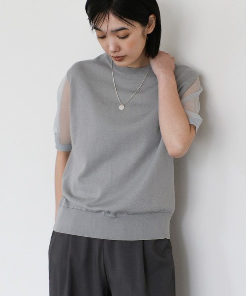 select MOCA Et(セレクトモカエト)の「【Et】Sheer Sleeve Knit Tops(ニット/セーター・レディース・ブラック/ベージュ/グレー・FREE)」の22枚目の写真