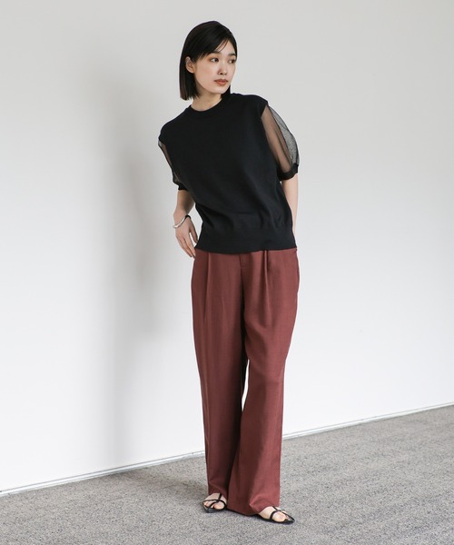 select MOCA Et(セレクトモカエト)の「【Et】Sheer Sleeve Knit Tops(ニット/セーター・レディース・ブラック/ベージュ/グレー・FREE)」の17枚目の写真